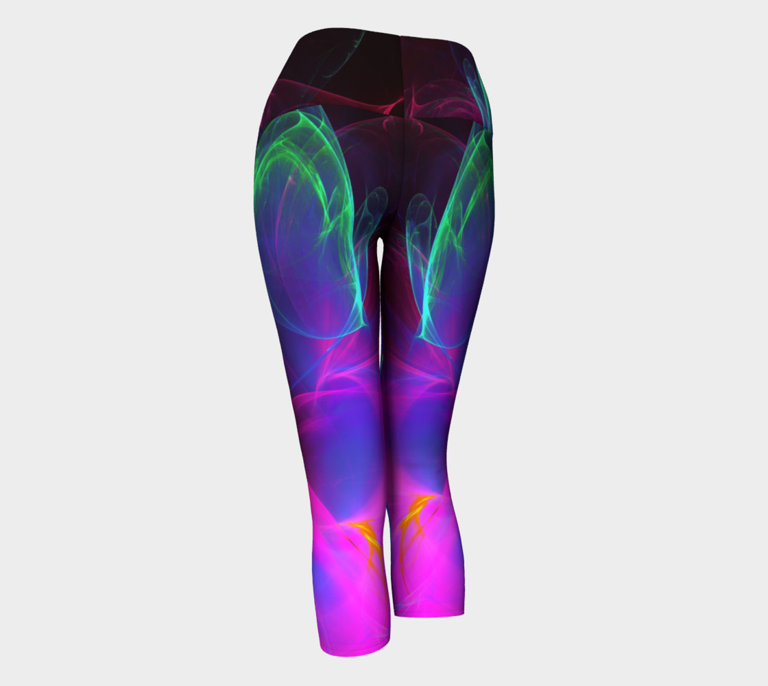 Blue, green, pink and black yoga capris preview #3