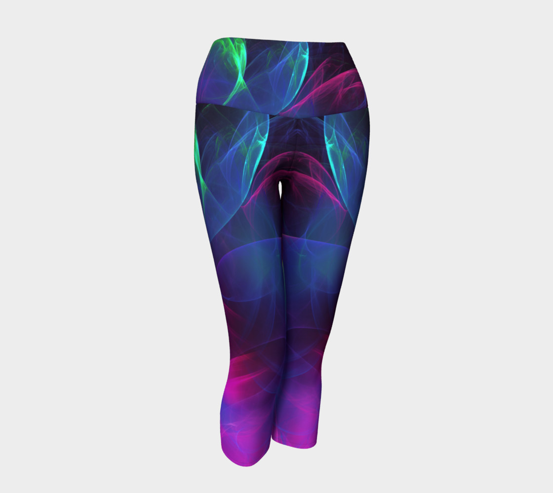 Blue, green, pink and black yoga capris preview #1