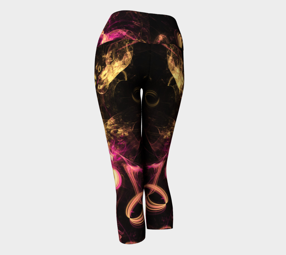 Gold and pink curling fractal yoga capris preview #3