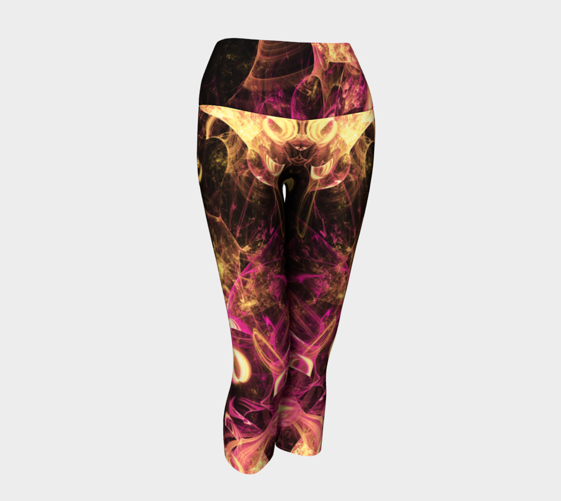 Gold and pink curling fractal yoga capris preview #1