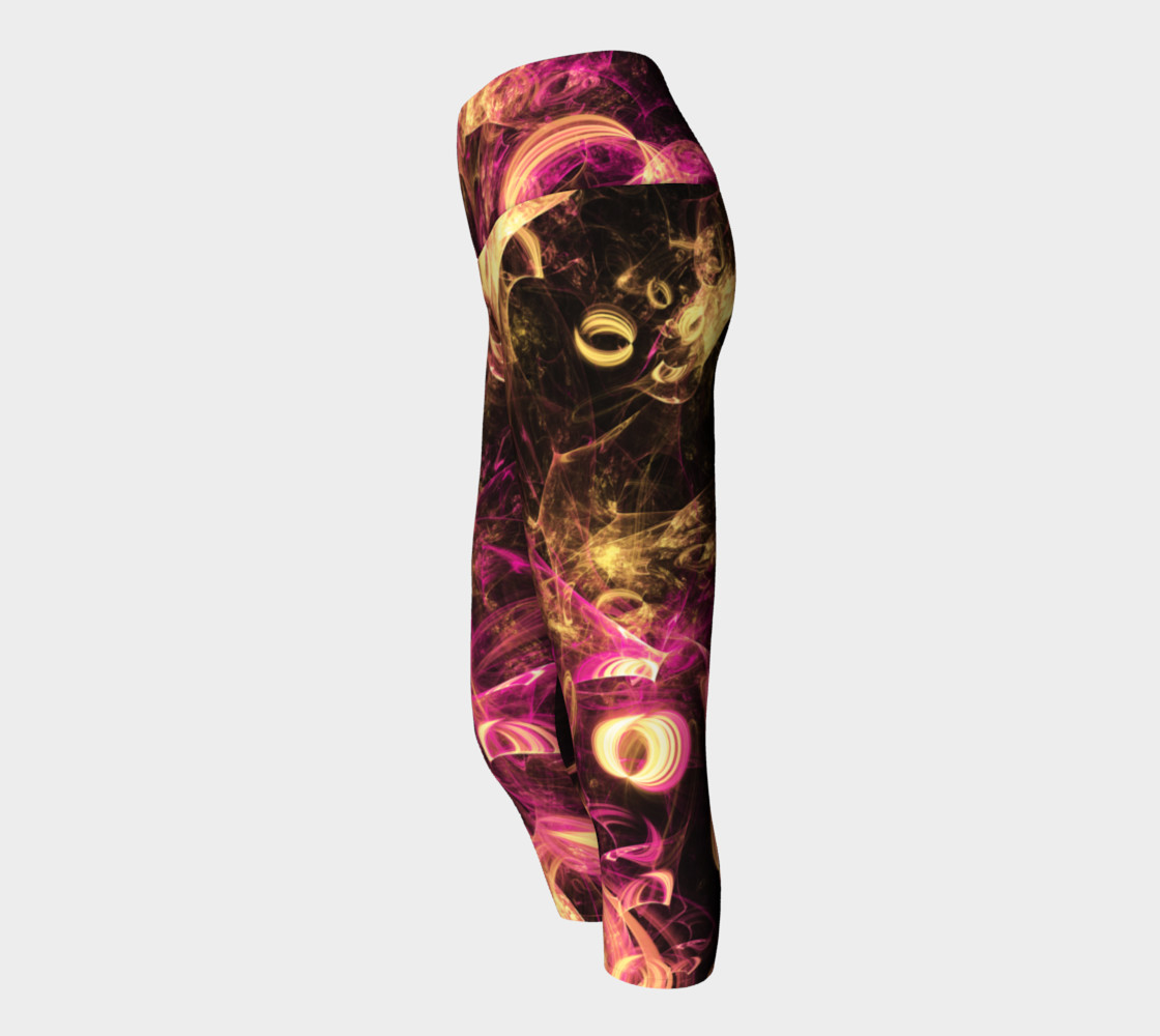 Gold and pink curling fractal yoga capris preview #2