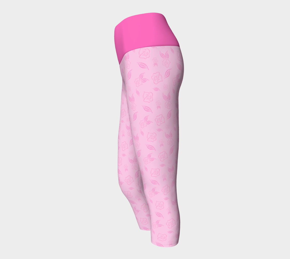 Cartoon Rose Yoga Capris with Pink Band preview #2
