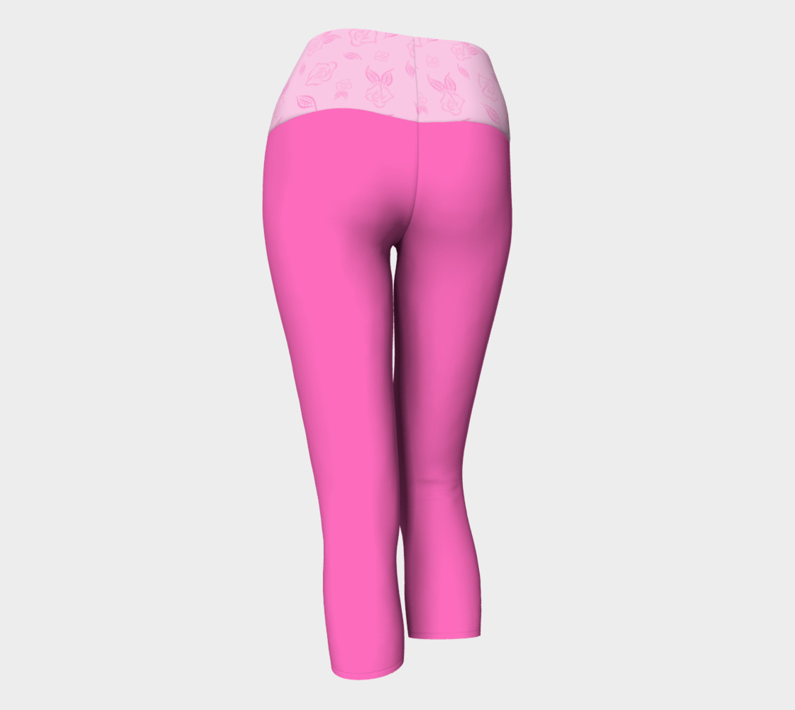 Pink Yoga Capris with Cartoon Rose Band preview #3