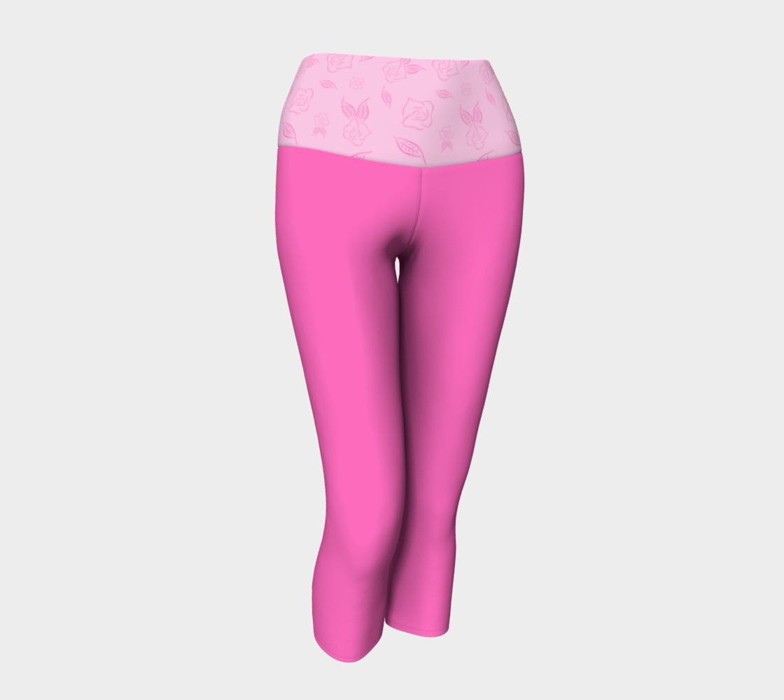 Pink Yoga Capris with Cartoon Rose Band preview #1