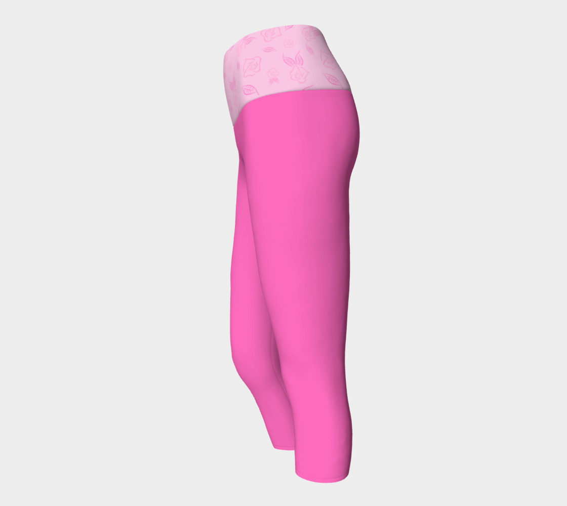 Pink Yoga Capris with Cartoon Rose Band preview #2