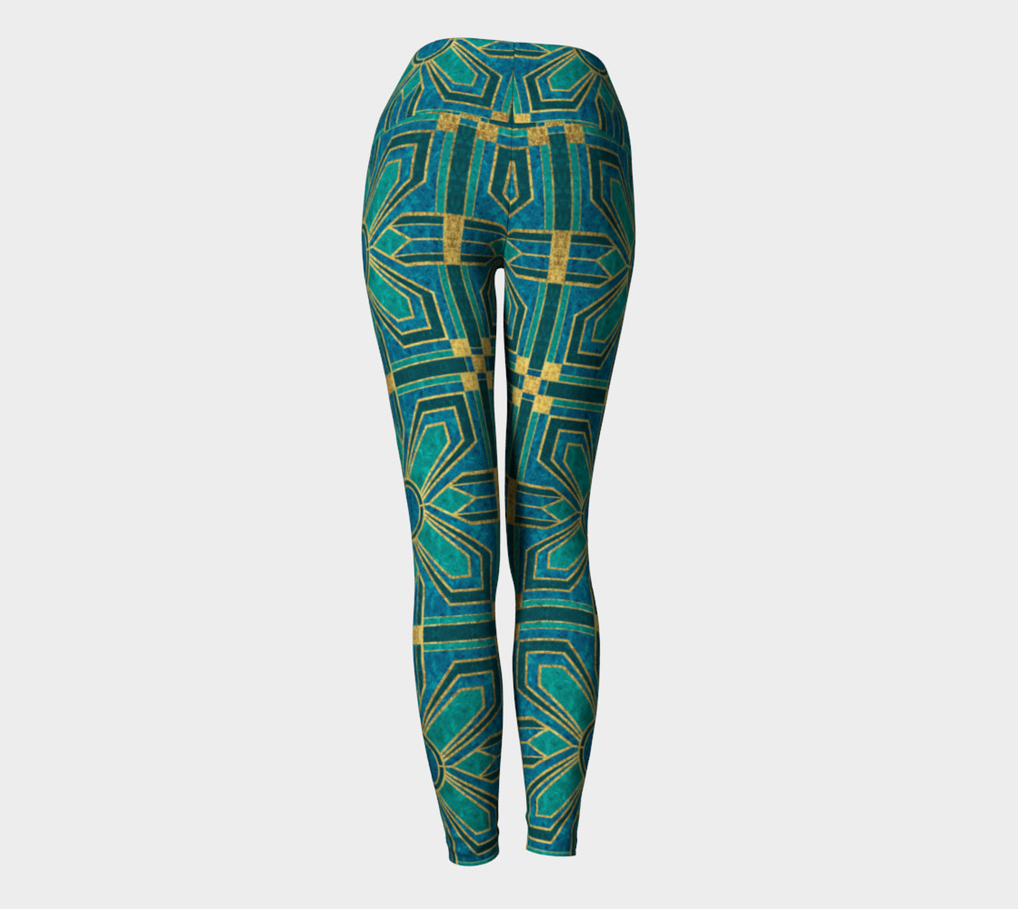 Art Deco Floral Tiles in Turquoise and Blue preview #4