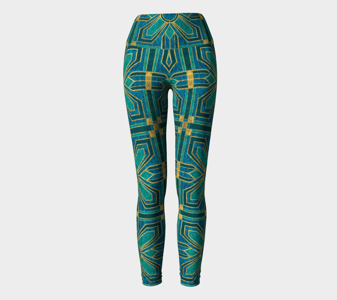 Art Deco Floral Tiles in Turquoise and Blue preview #2