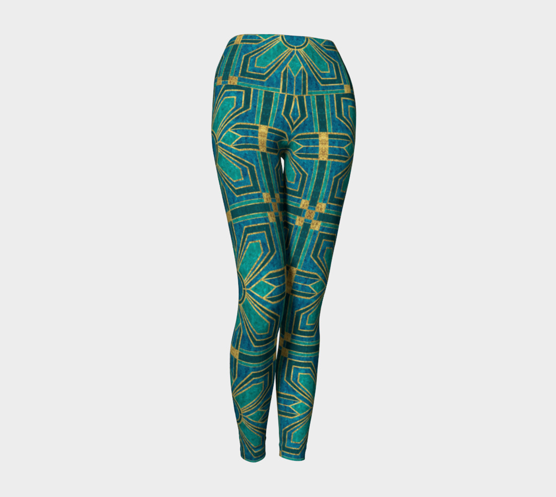Art Deco Floral Tiles in Turquoise and Blue preview #1