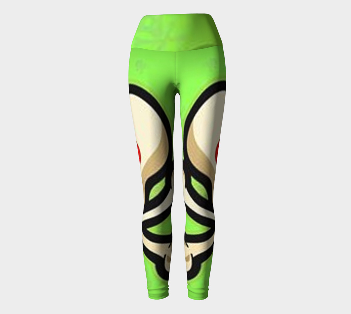 Cartoon Skull On Green Yoga Leggings preview #2