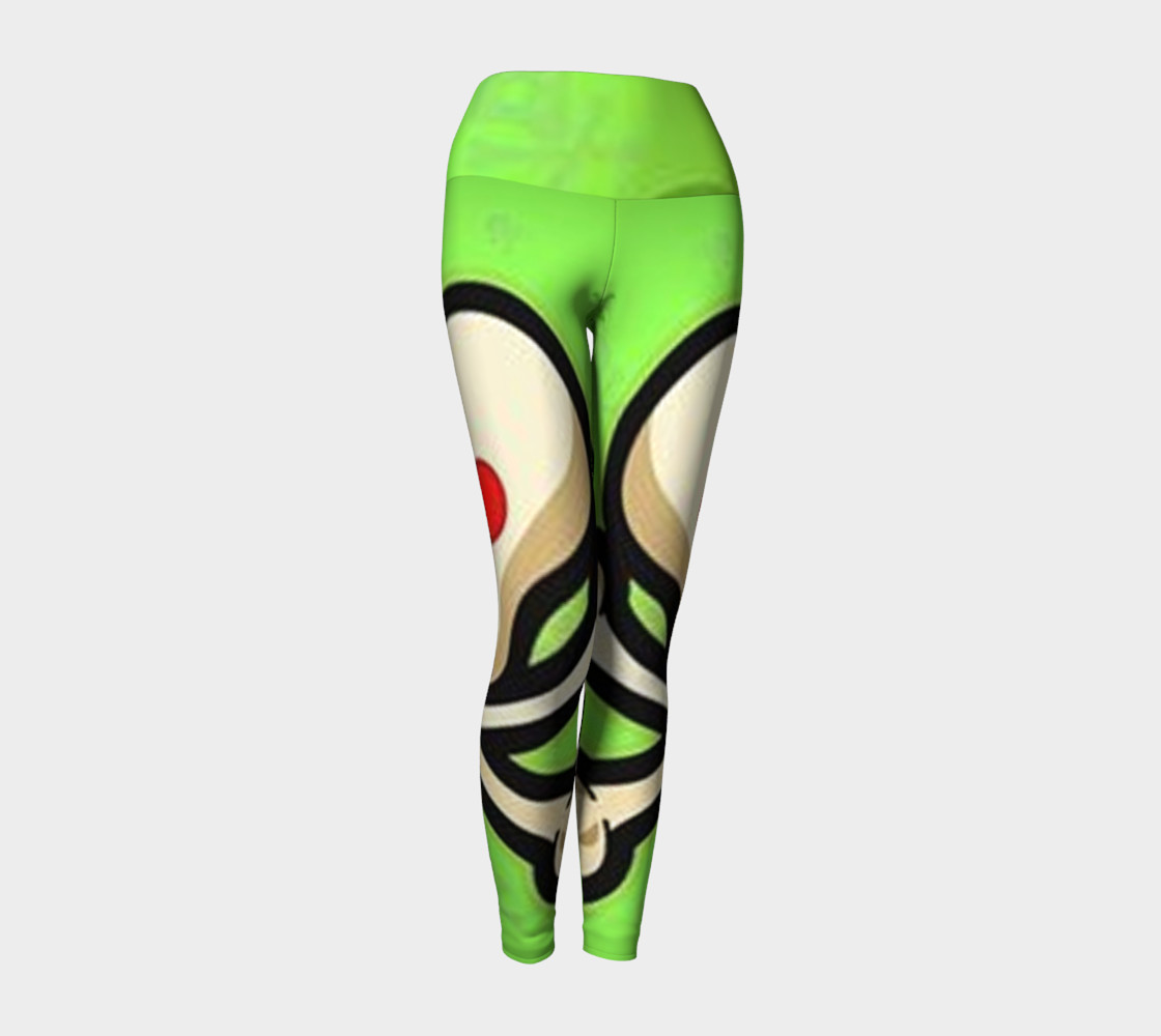 Cartoon Skull On Green Yoga Leggings preview #1
