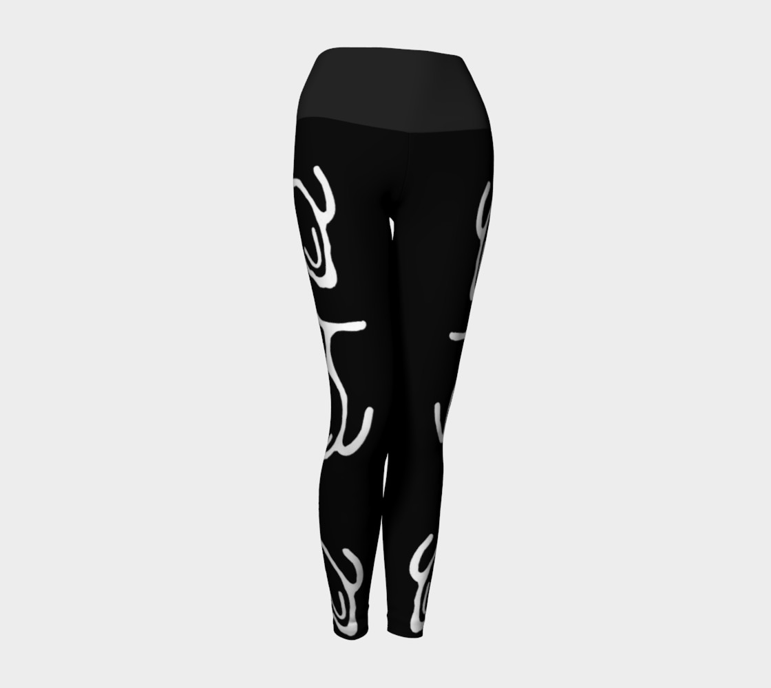 Black Yoga Leggings w/Whale Petroglyph preview #1