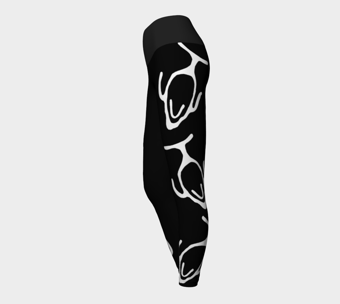 Black Yoga Leggings w/Whale Petroglyph thumbnail #4