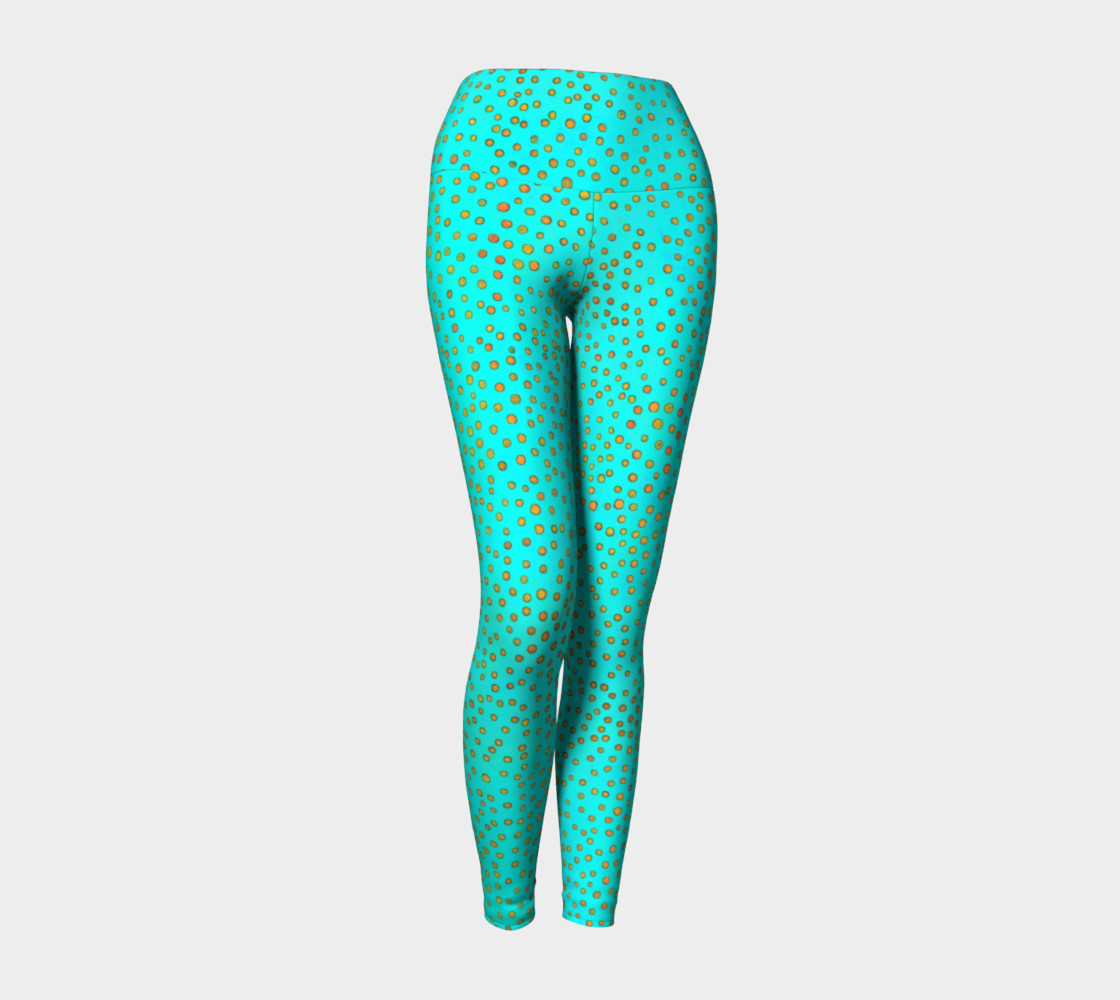 Yoga Leggings - Compression Fit - Turquoise - Dot Party 3D preview