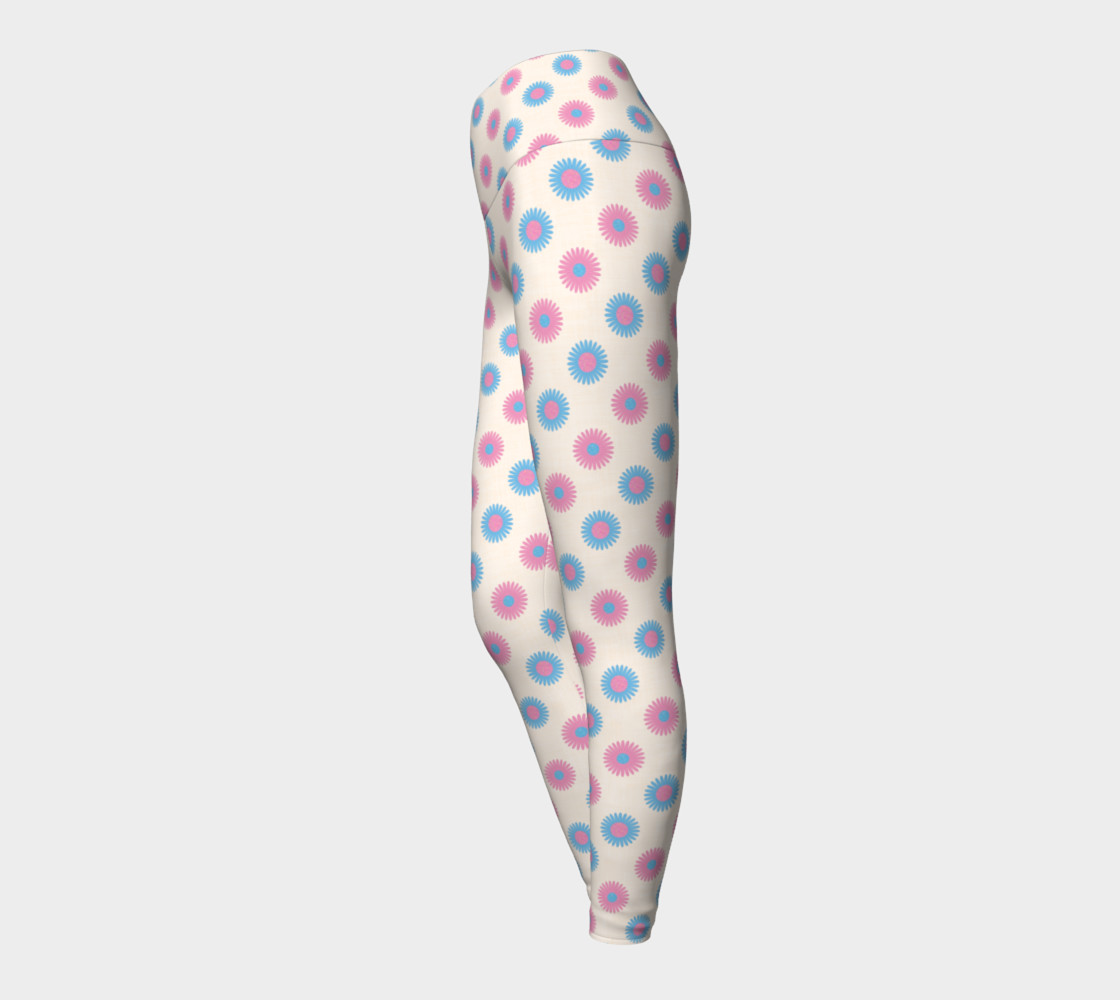 Pink and Blue Flowers Trans Pride Yoga Tights (Cream) thumbnail #4