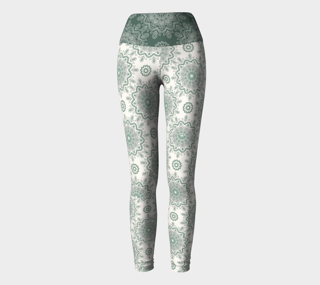 Mystic Mandala Green Yoga Leggings preview #2