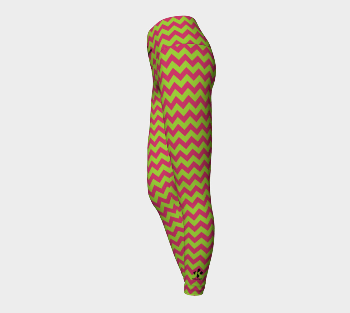 ALOE & HOT PINK HORIZONTAL CHEVRON YOGA LEGGINGS preview #3