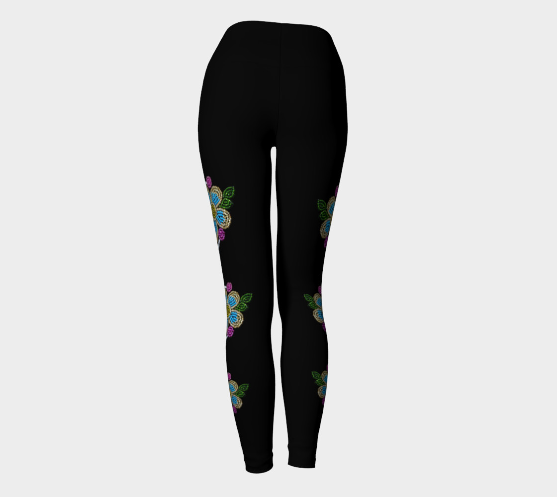 Ojibwe Floral Beaded Yoga Pants - Authentic preview #4