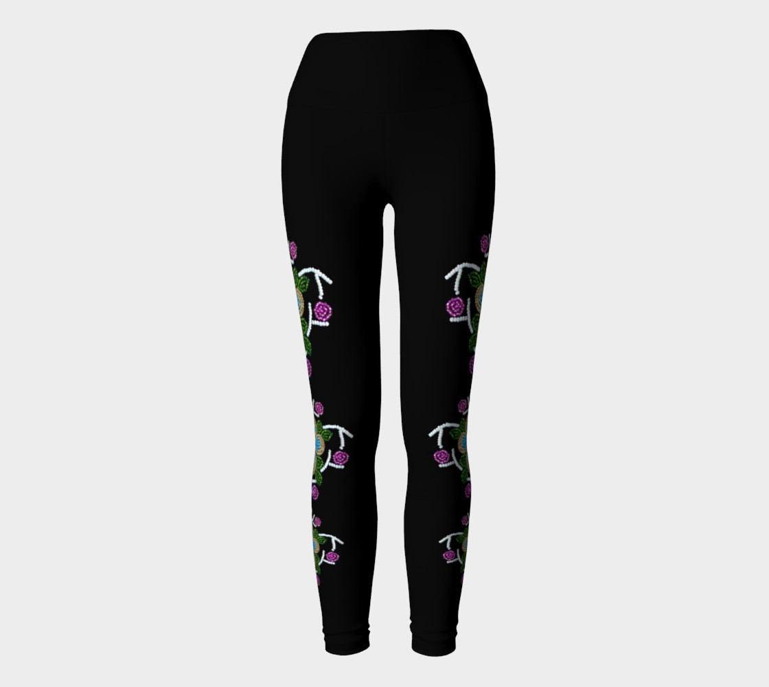 Ojibwe Floral Beaded Yoga Pants - Authentic preview #2