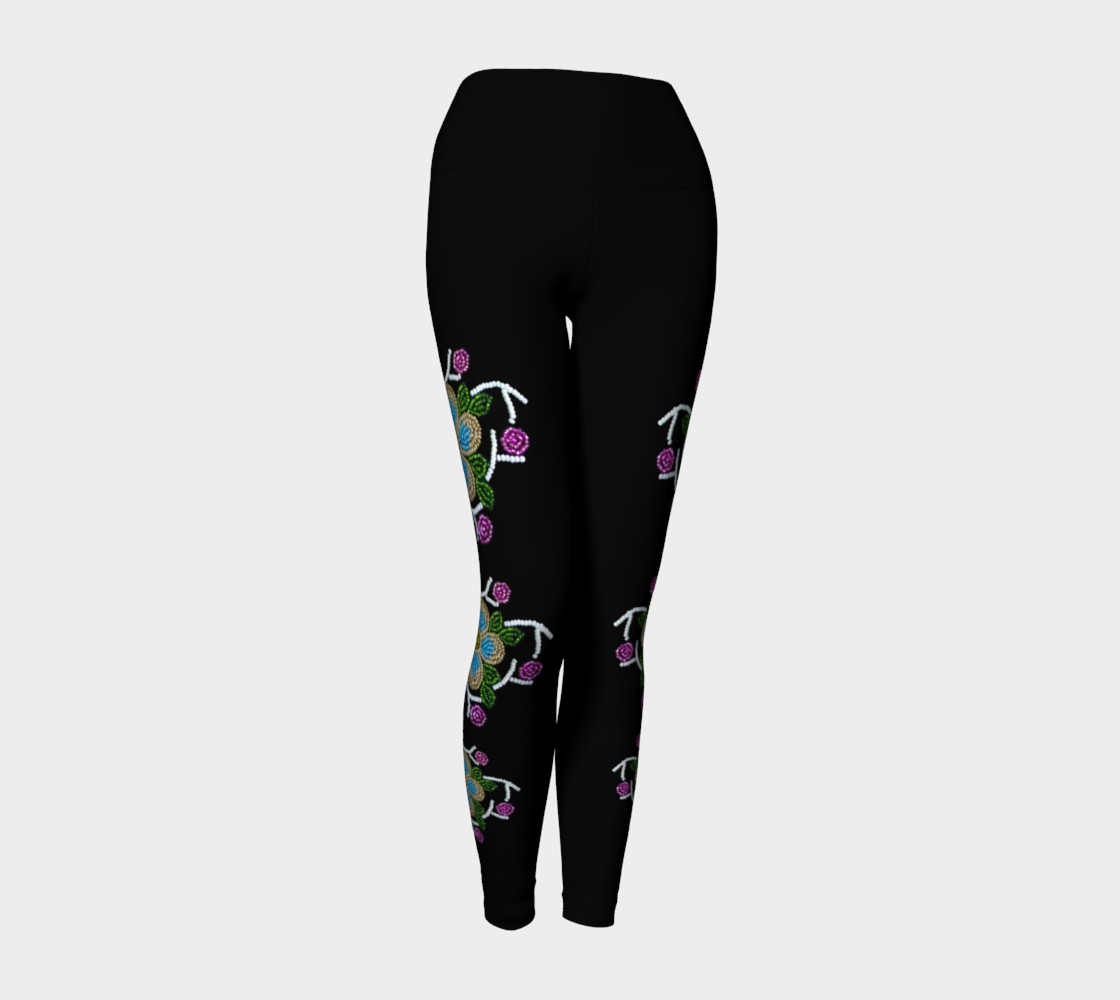 Ojibwe Floral Beaded Yoga Pants - Authentic preview #1