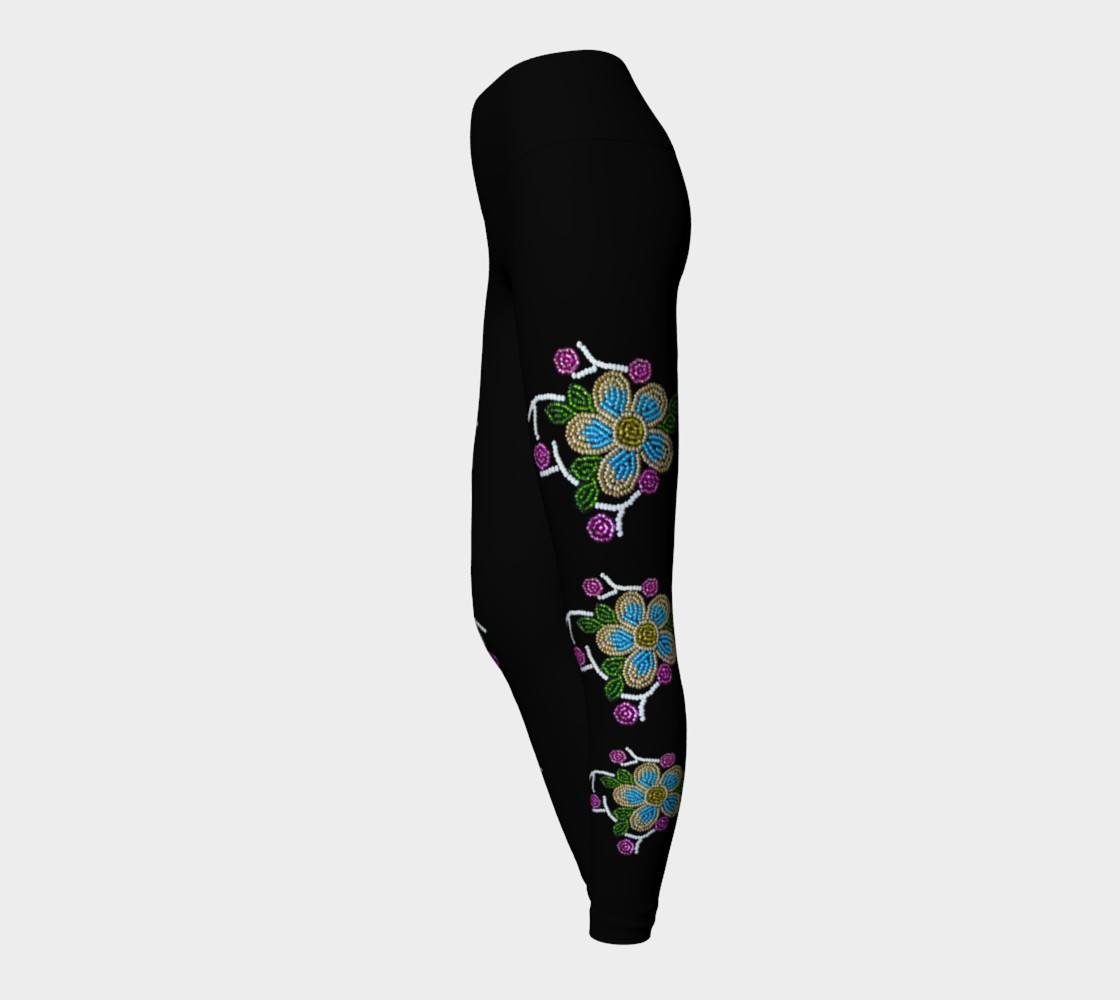 Ojibwe Floral Beaded Yoga Pants - Authentic preview #3