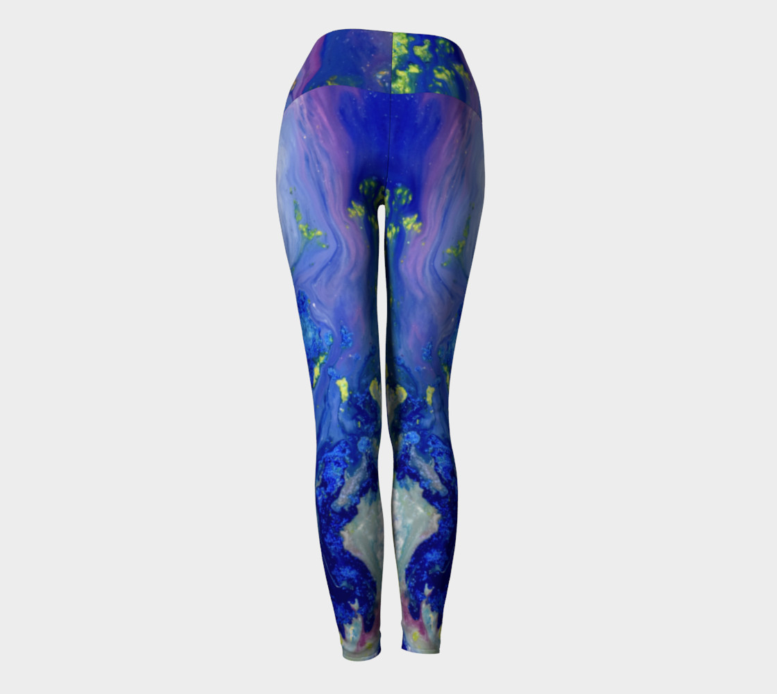 Aperçu de Blue Magic Flowers Yoga Leggings #4