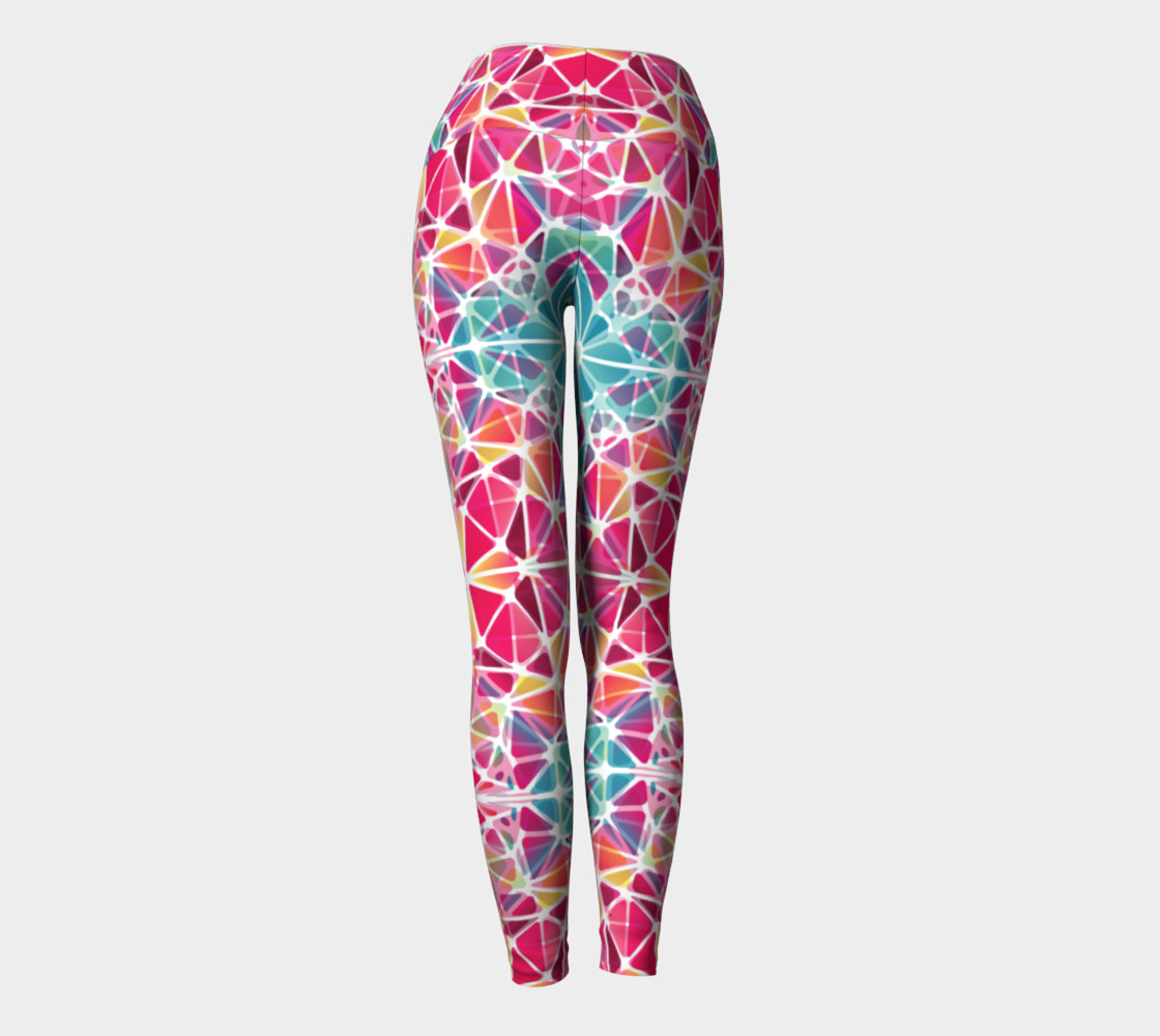 Pink and Blue Kaleidoscope Yoga Leggings preview #4