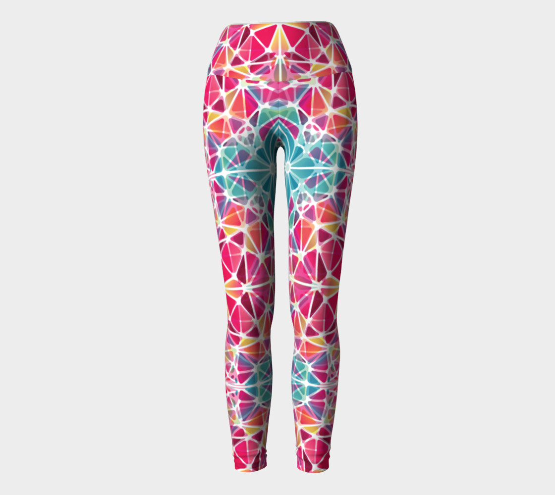 Pink and Blue Kaleidoscope Yoga Leggings preview #2