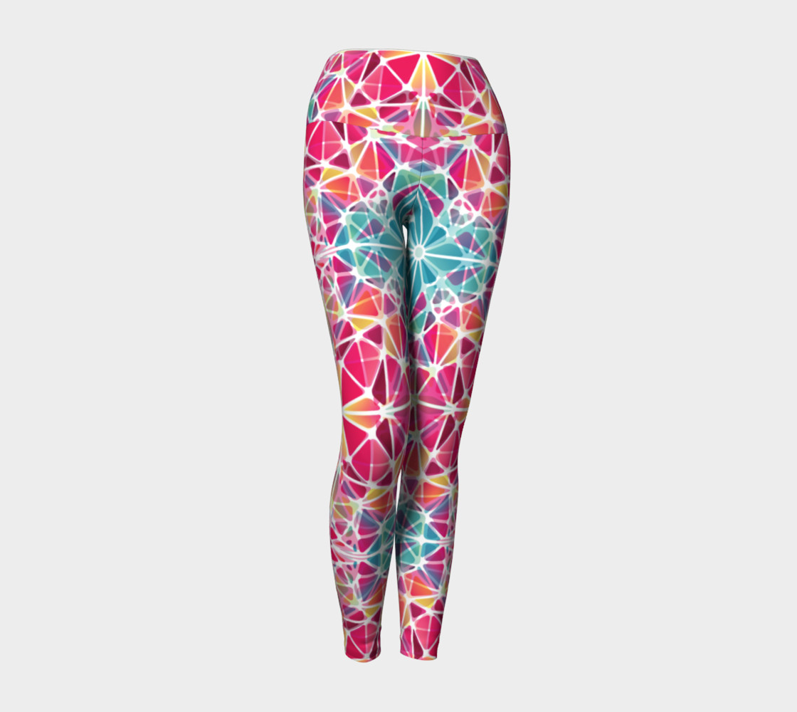 Pink and Blue Kaleidoscope Yoga Leggings preview #1