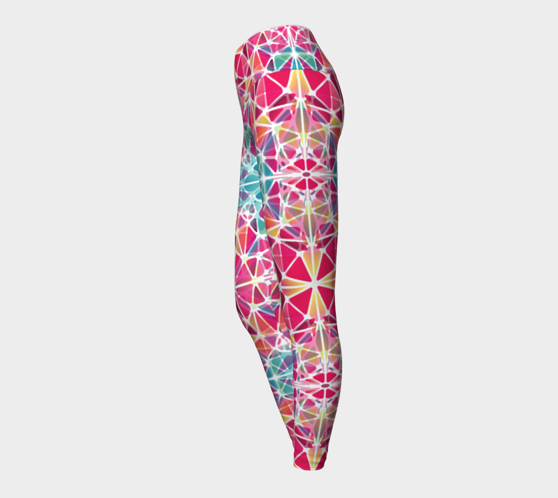 Pink and Blue Kaleidoscope Yoga Leggings preview #3