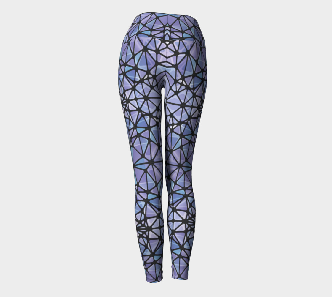 Purple and Blue Kaleidoscope Yoga Leggings preview #4