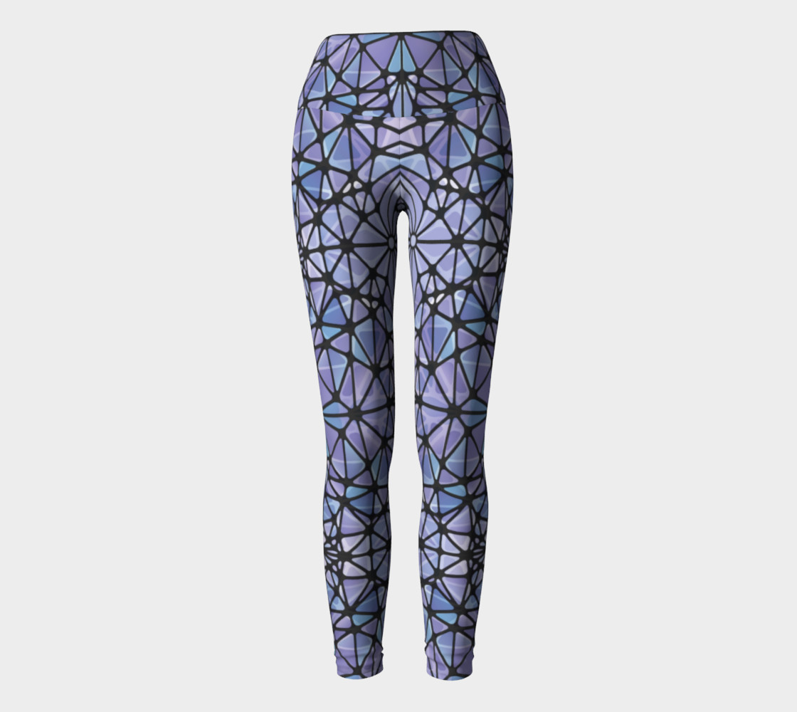 Purple and Blue Kaleidoscope Yoga Leggings preview #2