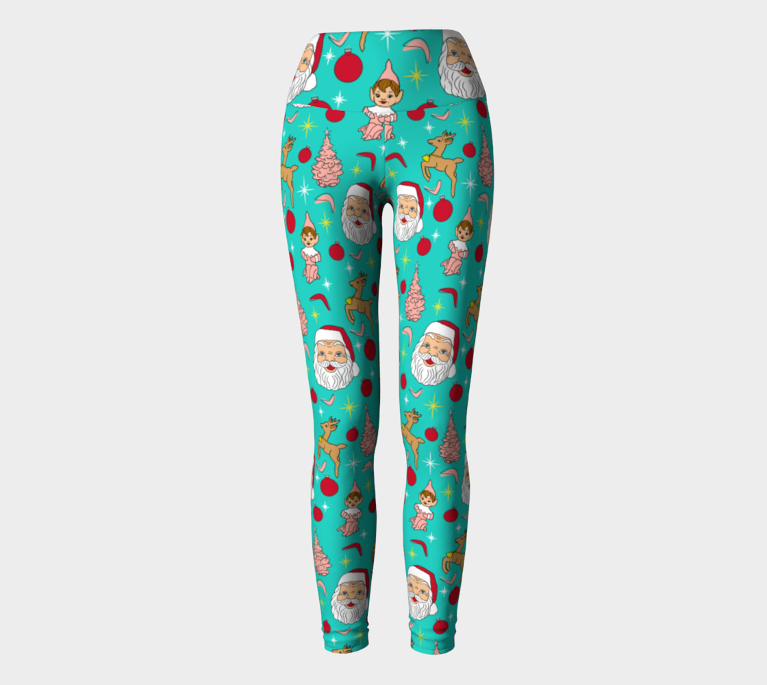 Kitschy Mint Christmas Yoga Leggings preview #2