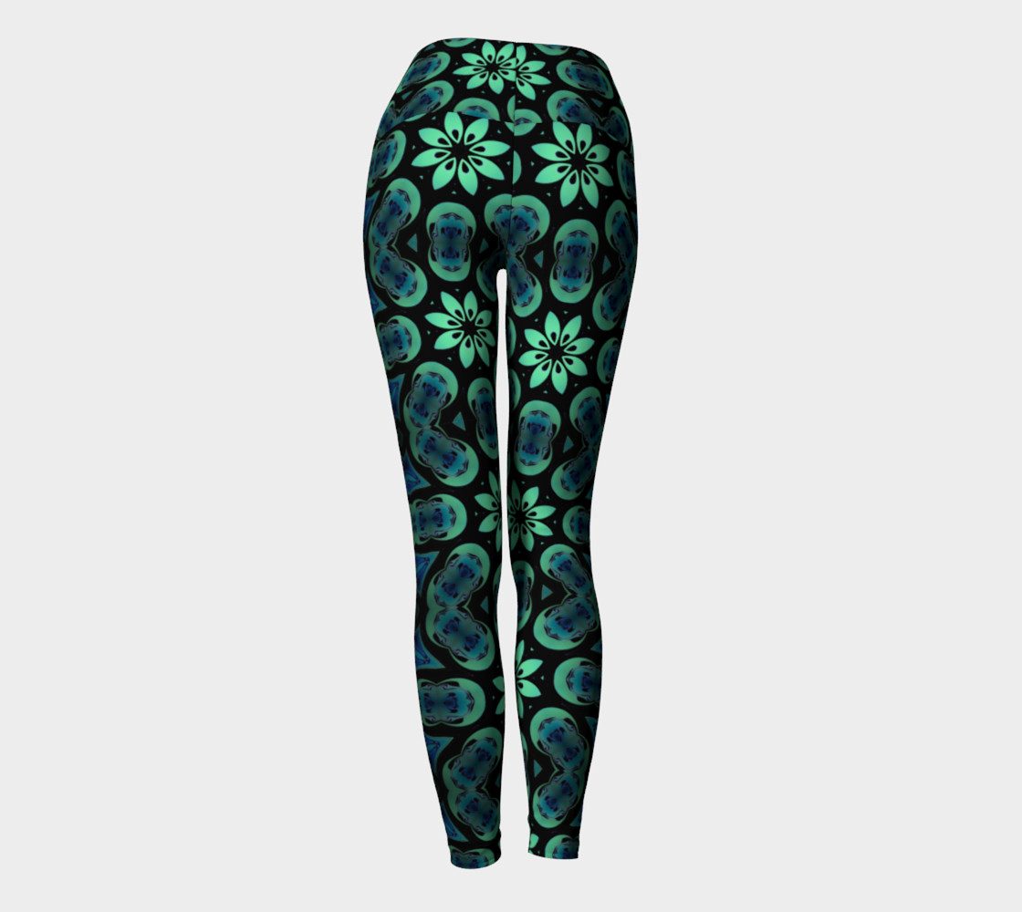 Green, Blue, and Black Symmetry Yoga Leggings preview #4