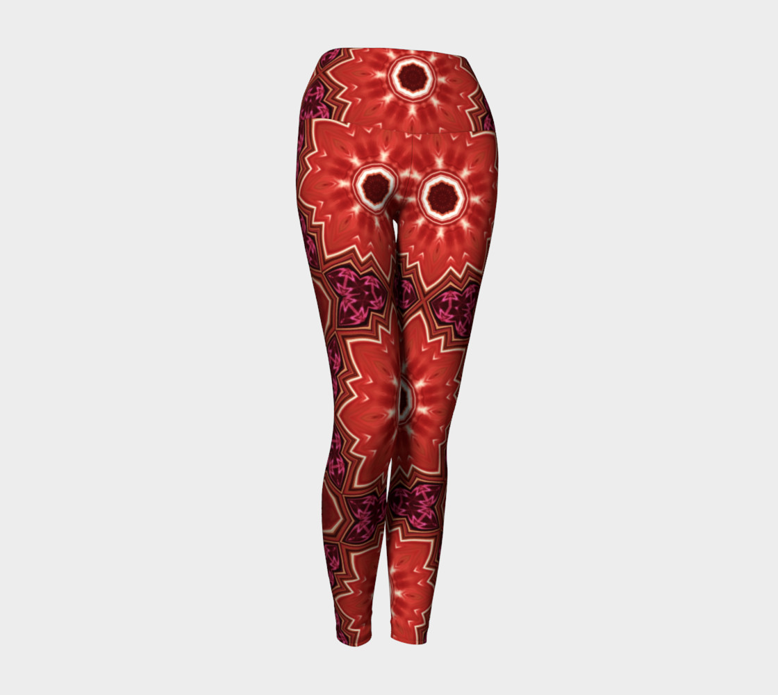 Red Flower Yoga Leggings preview #1