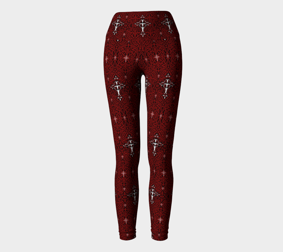 Silver Cross Vampire Damask Gothic Leggings preview #2