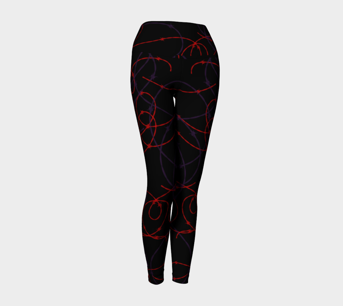 Gothic Barbed Wire Print Leggings by Tabz Jones  thumbnail #2
