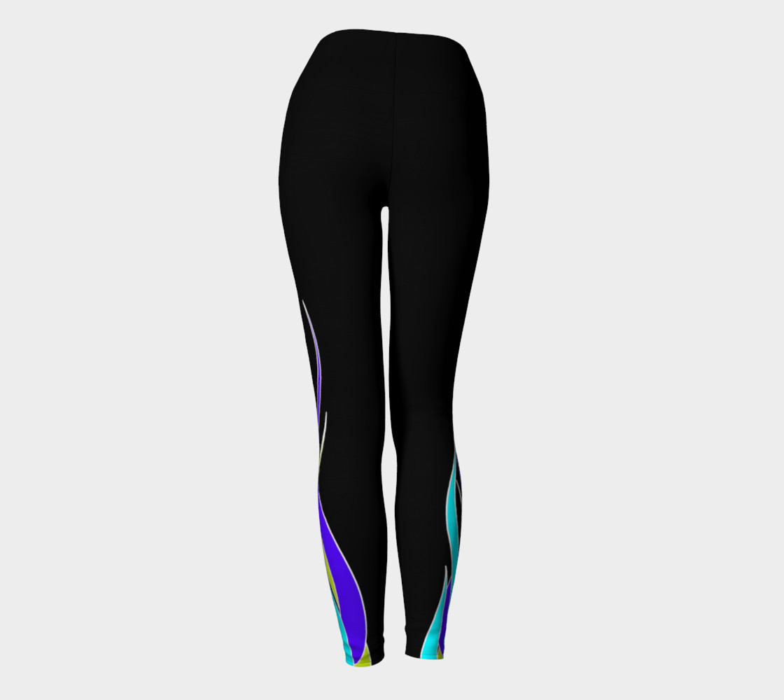 Blue Flame Yoga Leggings preview #4