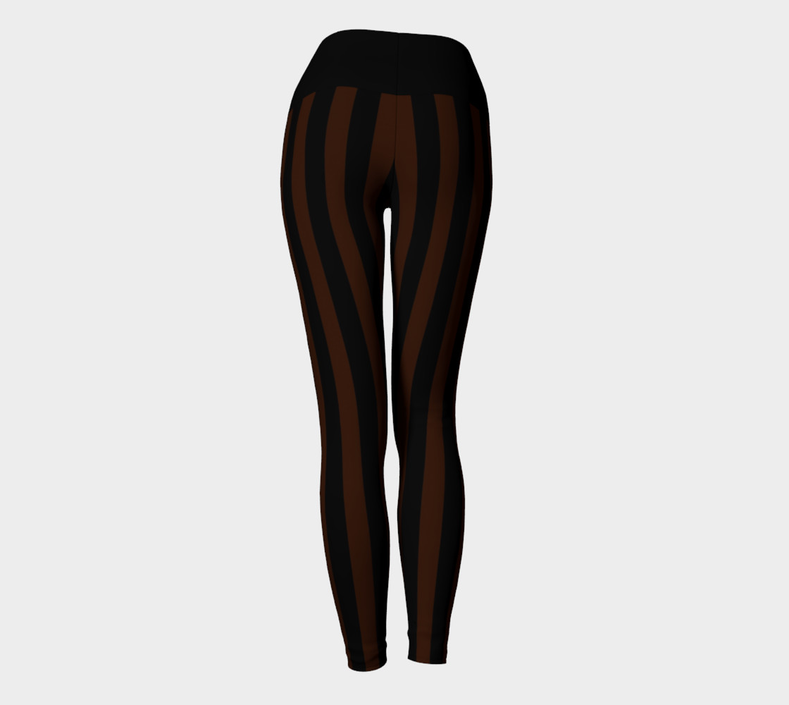 Black & Brown Stripe Yoga Leggings preview #4