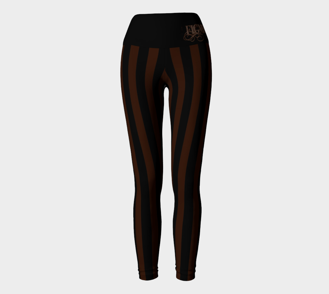 Black & Brown Stripe Yoga Leggings preview #2