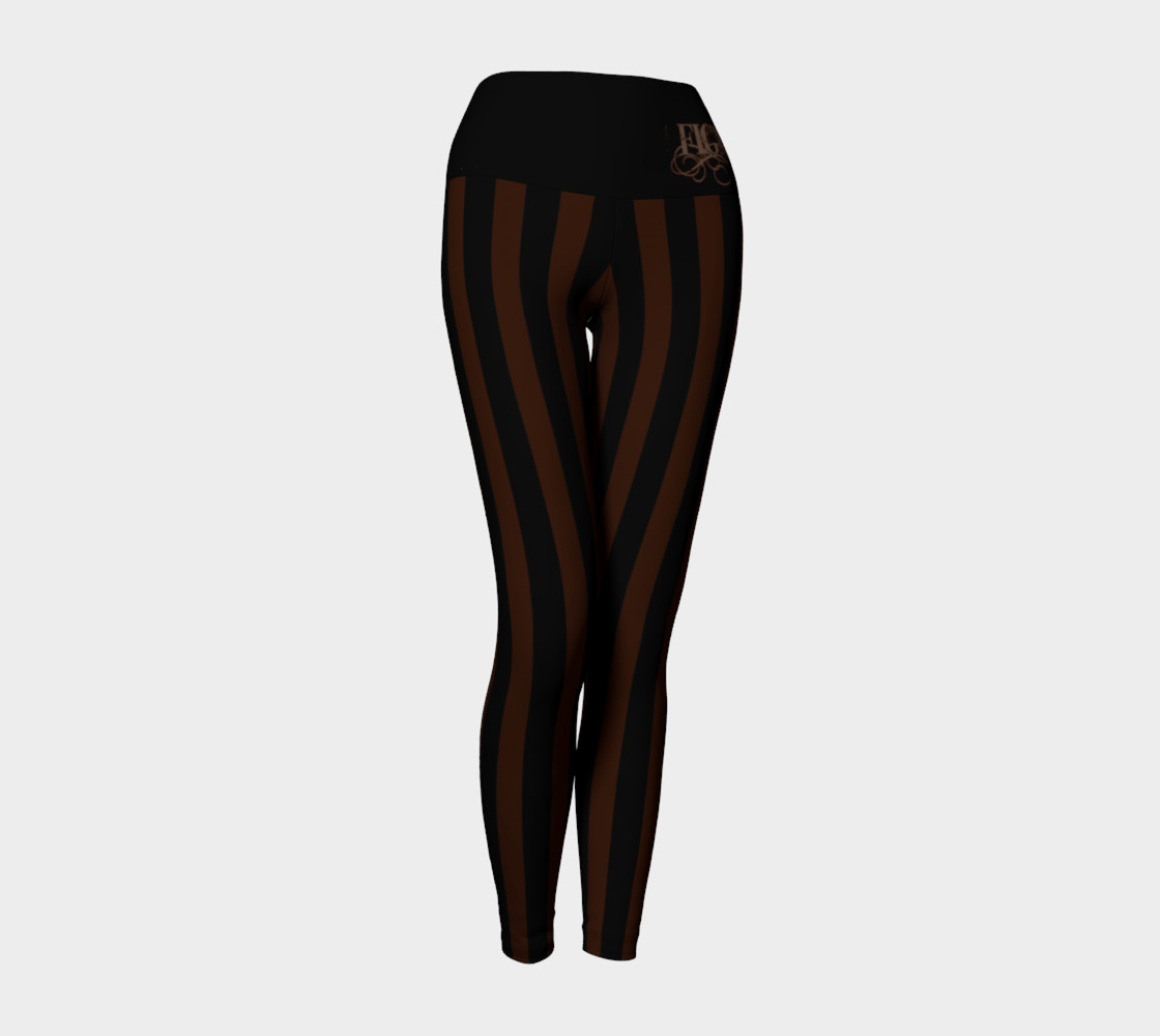 Black & Brown Stripe Yoga Leggings preview #1