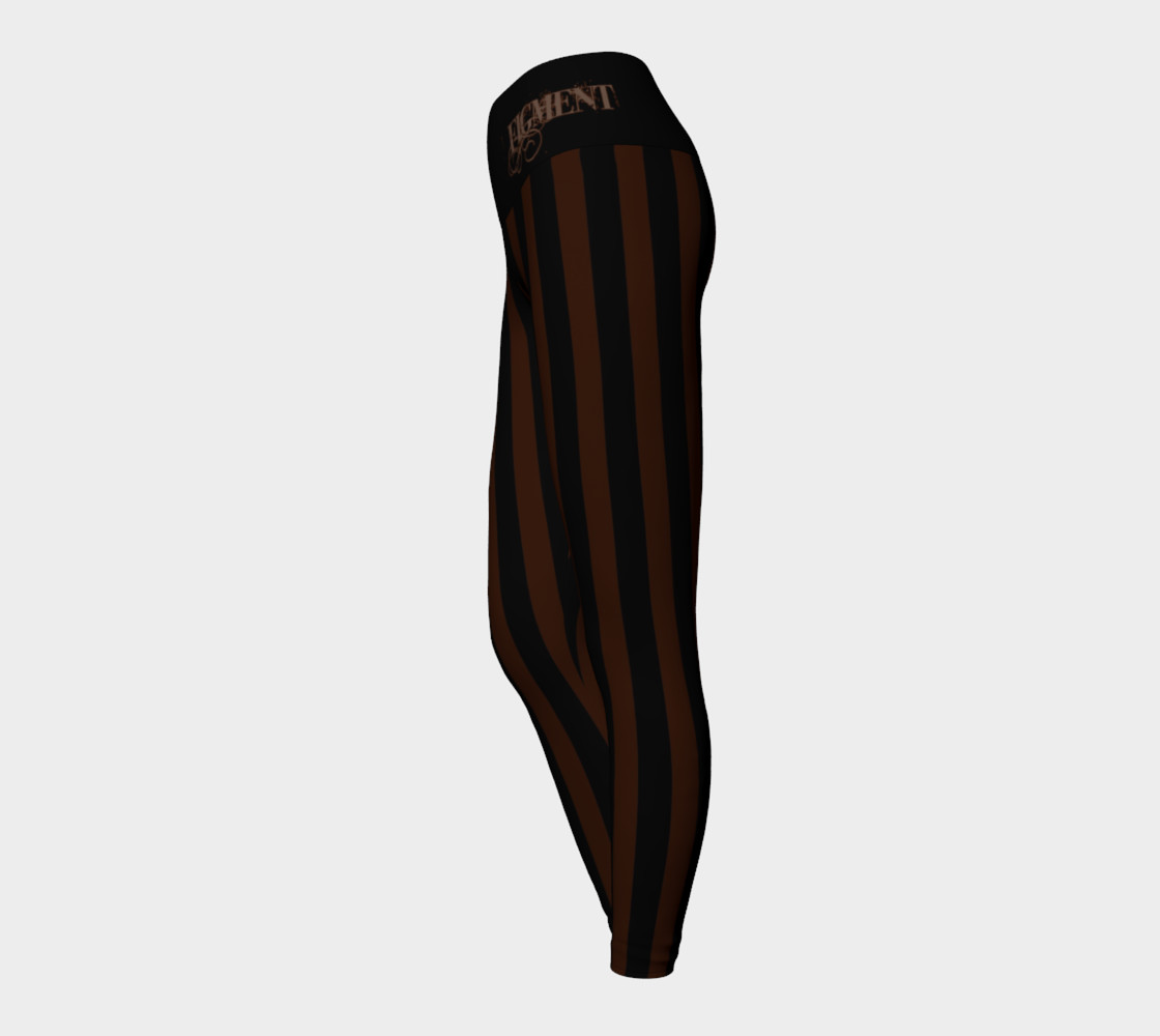 Black & Brown Stripe Yoga Leggings preview #3