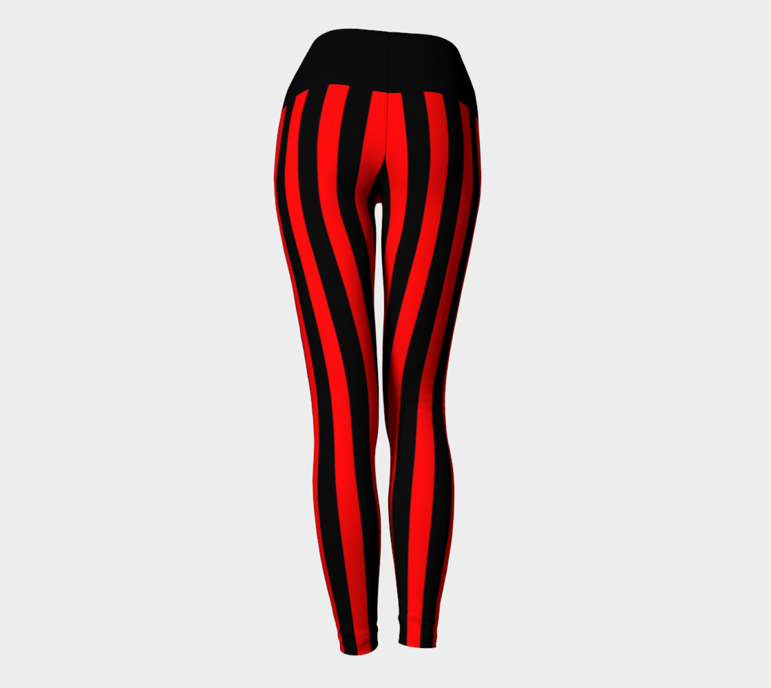 Black & Red Stripe Yoga Leggings preview #4