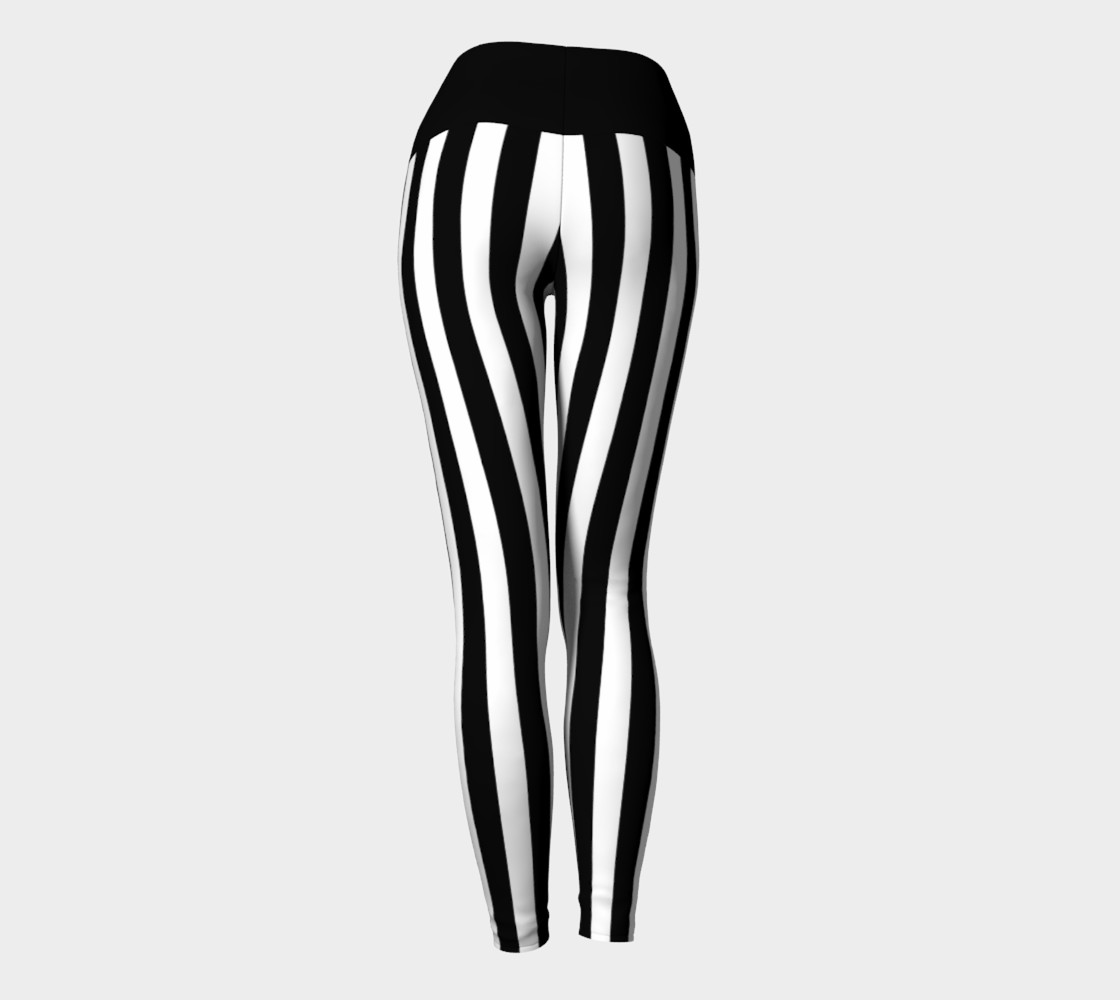 Black & White Stripe Yoga Leggings preview #4