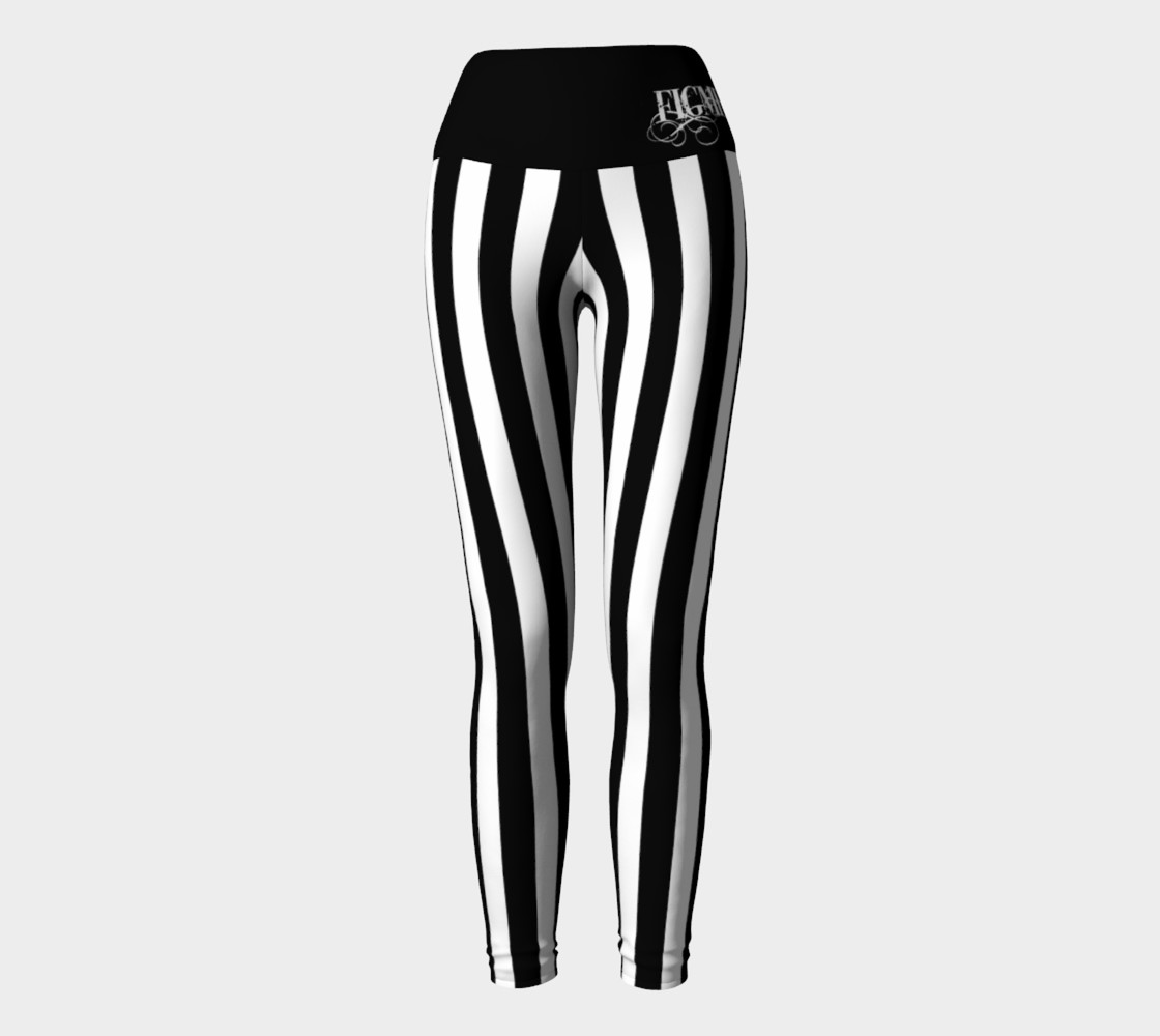 Black & White Stripe Yoga Leggings preview #2