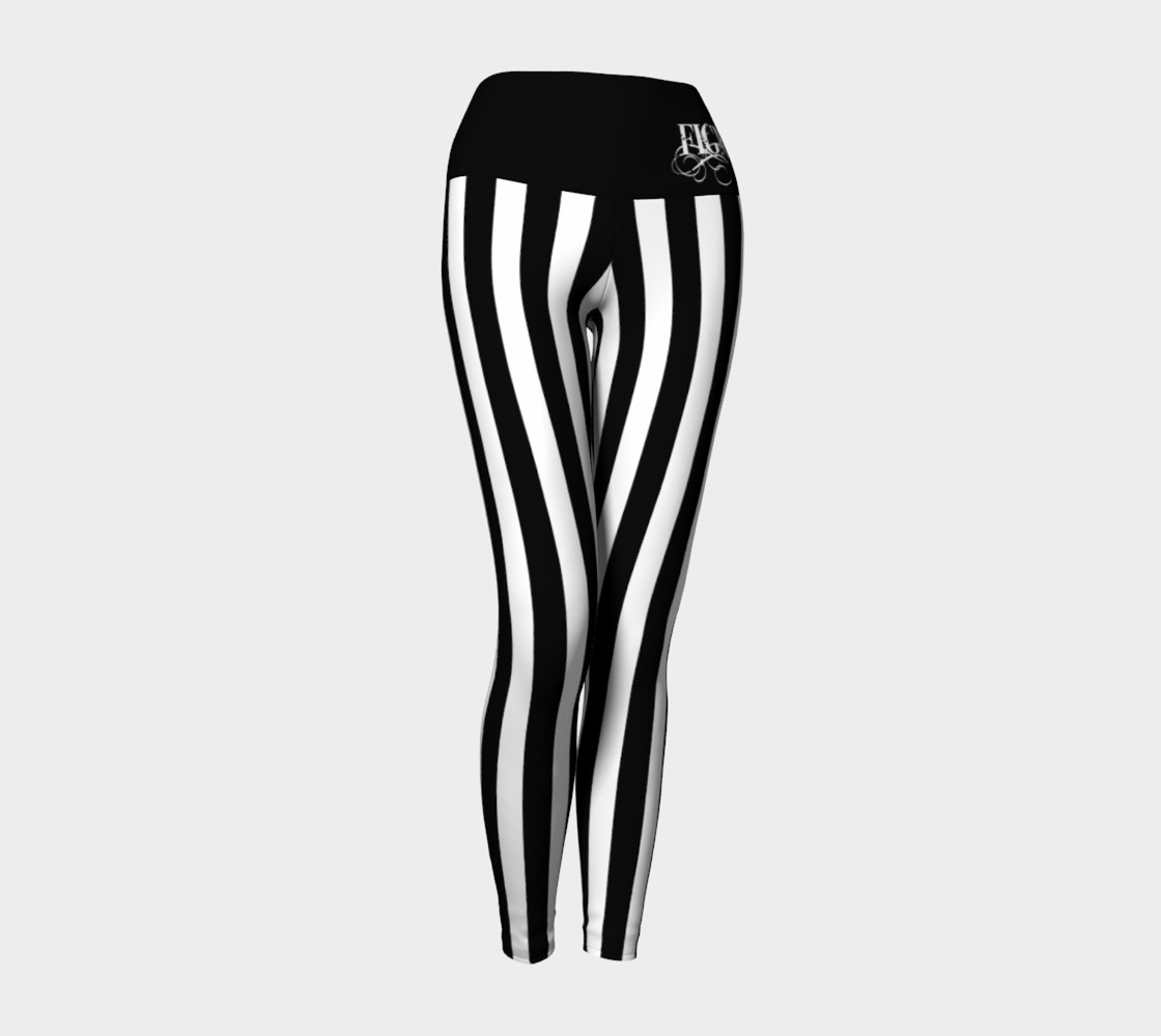 Black & White Stripe Yoga Leggings preview #1