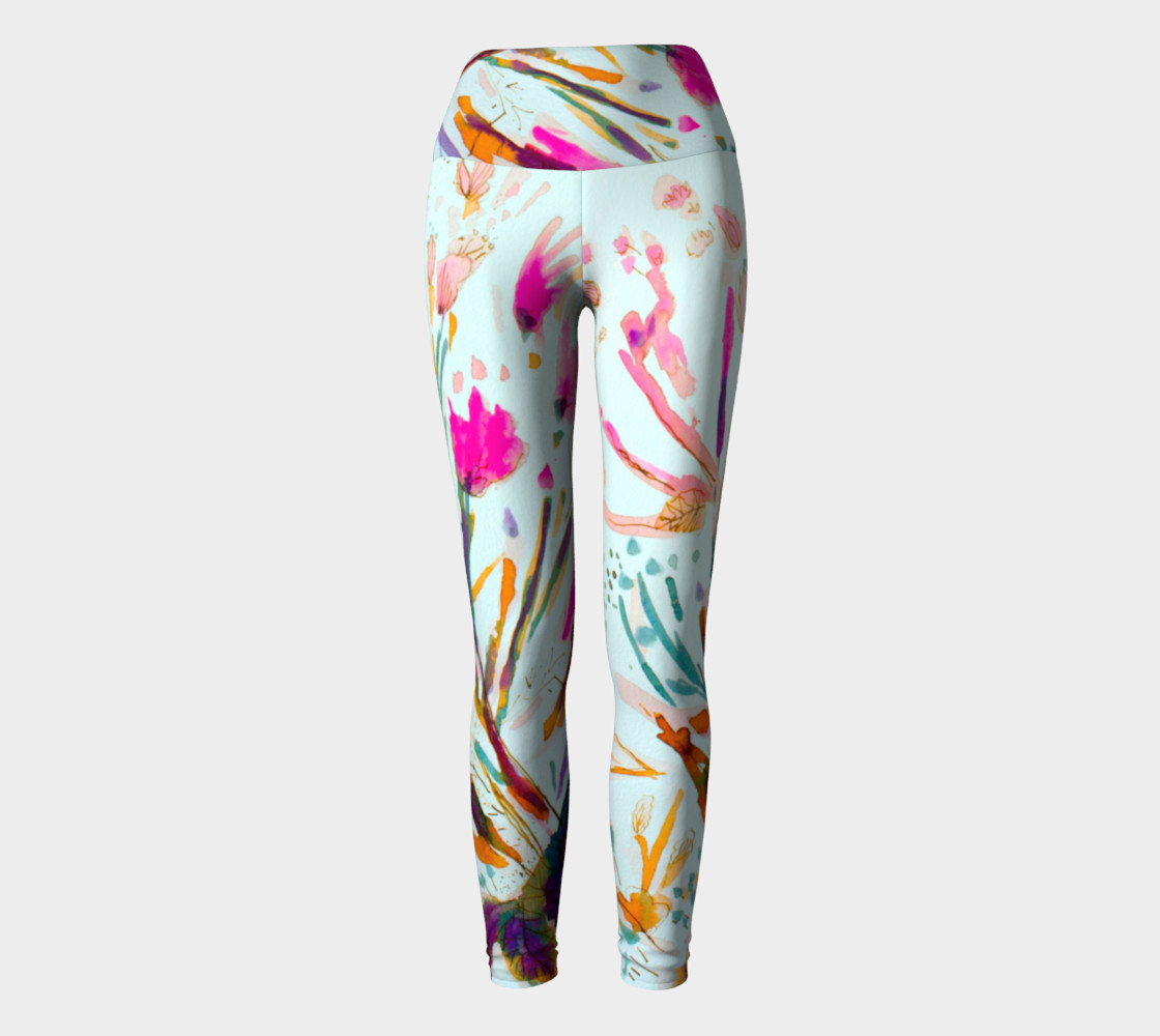 Pink Sea Weeds yoga leggings preview #2