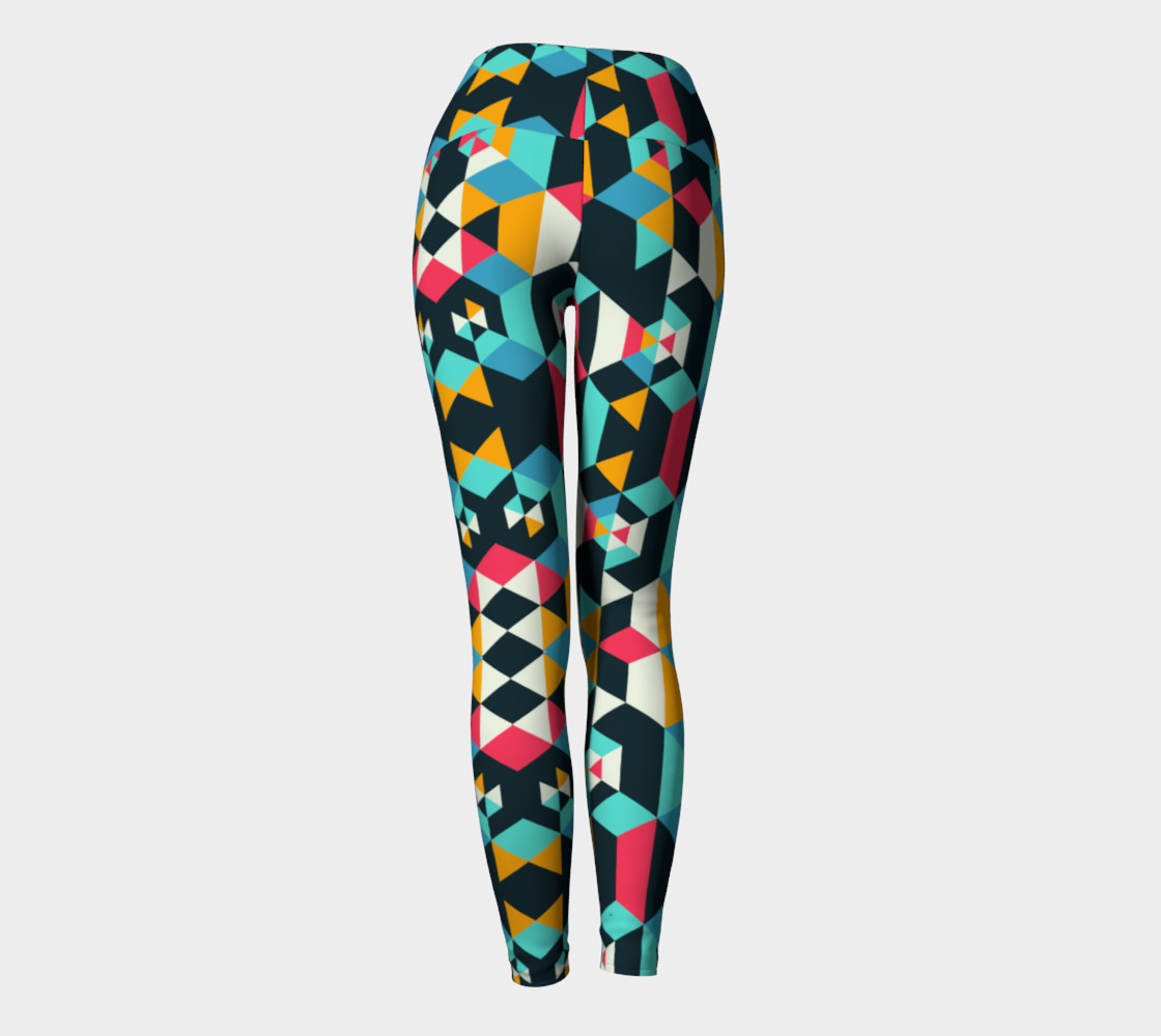 Modern Colorful Geometric Yoga Leggings preview #4