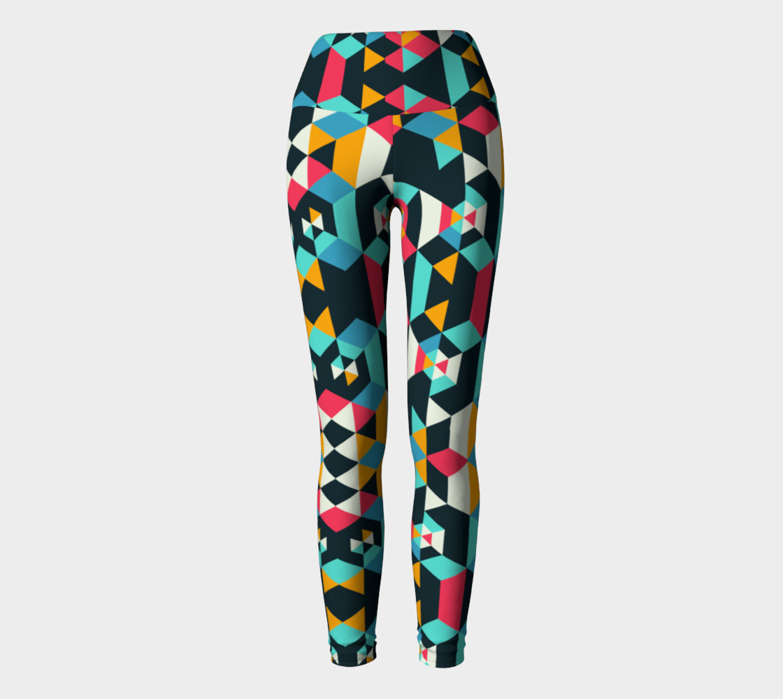 Modern Colorful Geometric Yoga Leggings preview #2