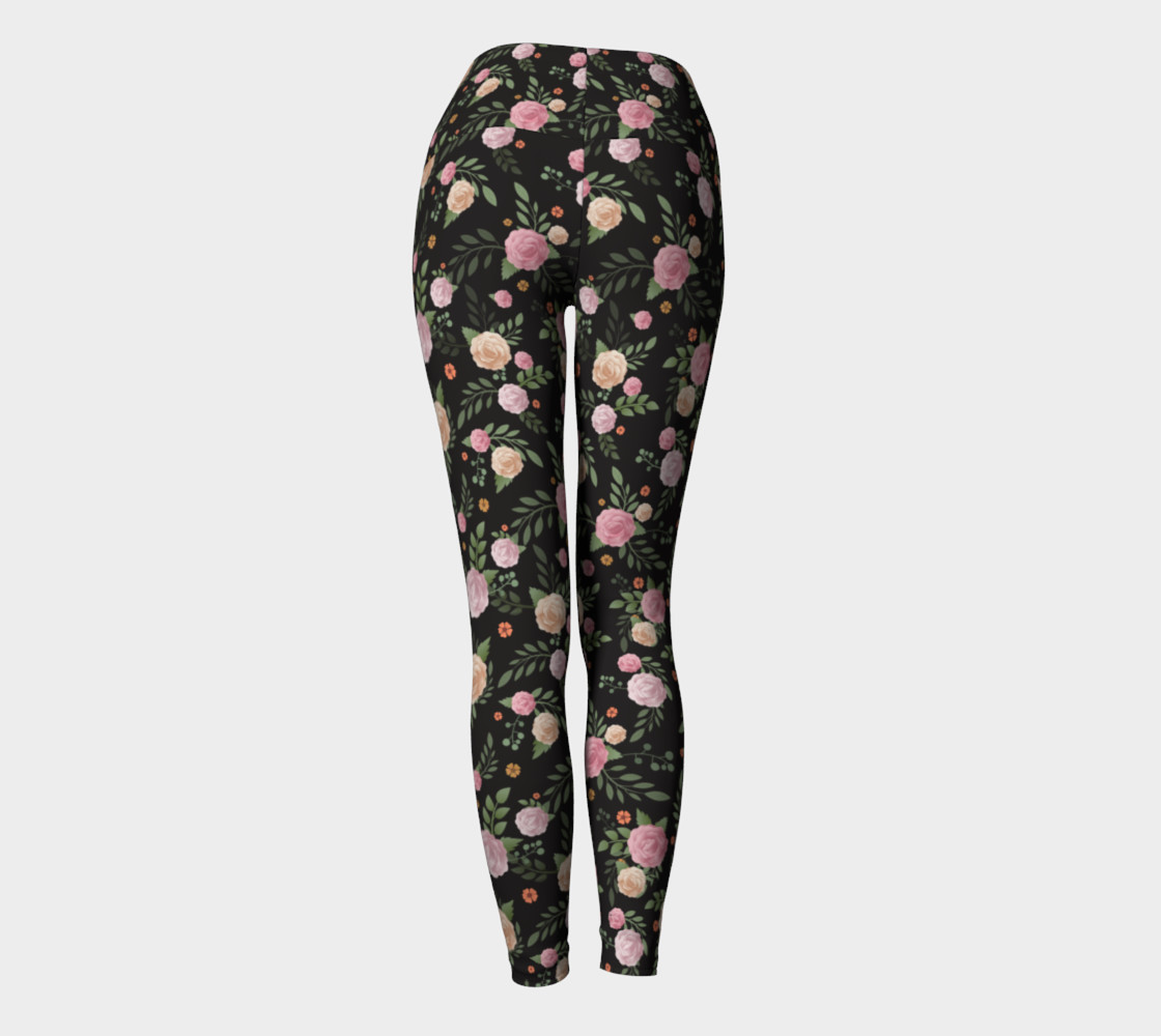 Black Floral Yoga Leggings preview #4