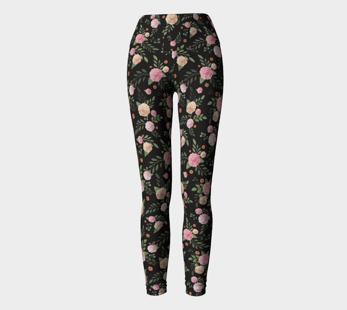 Black Floral Yoga Leggings preview #2